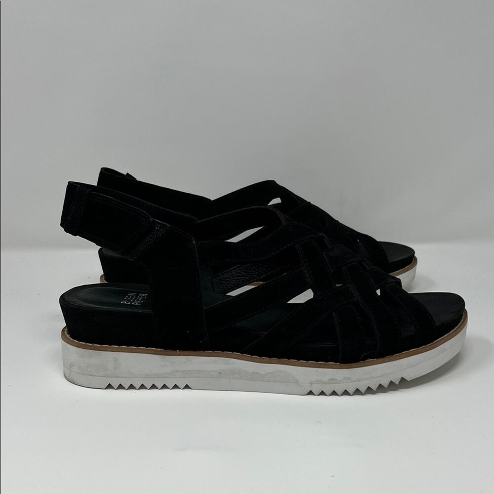 Eileen Fisher Women's Hub Resort Criss Cross Strappy Suede Sandal - Black - 9.5